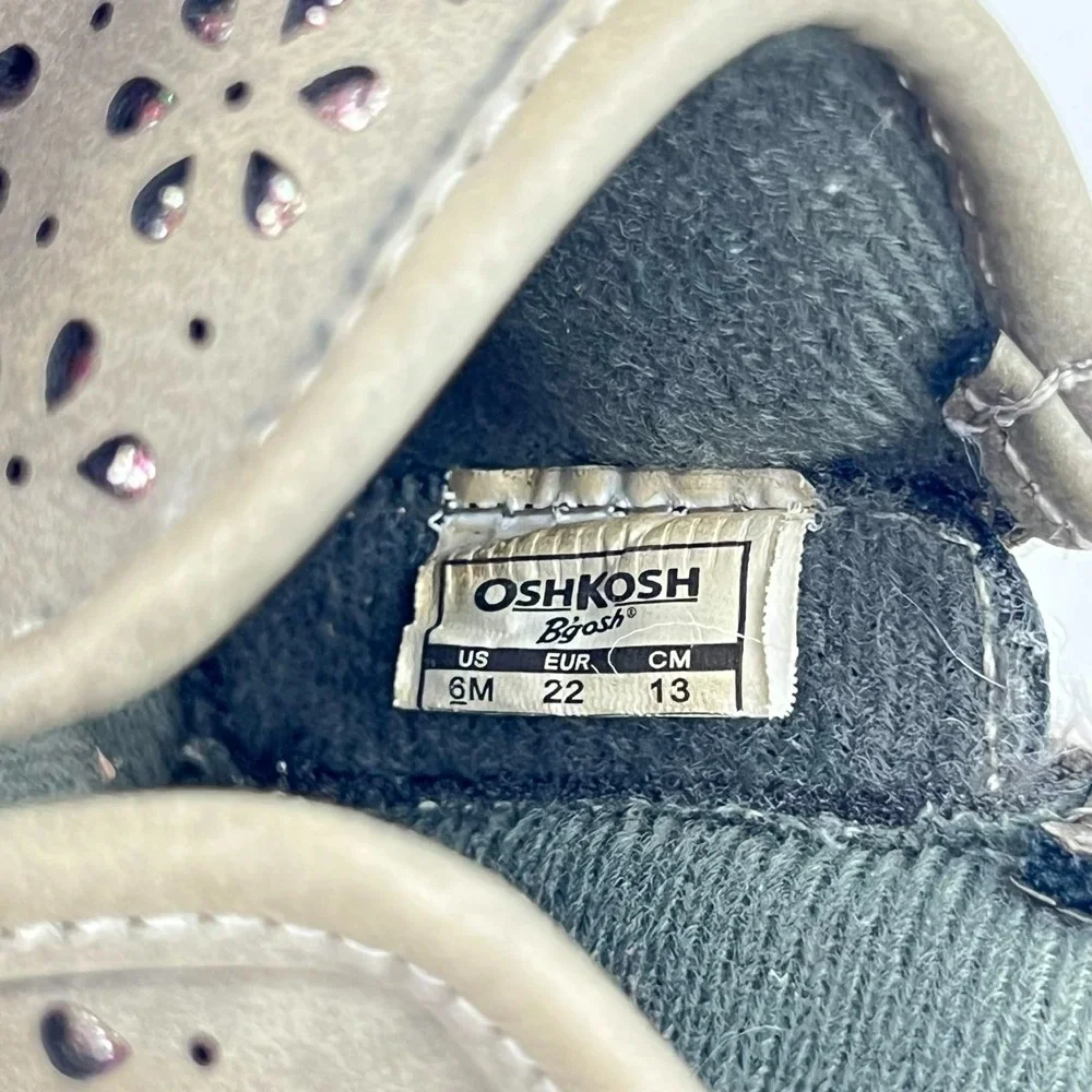 GUC OshKosh B'gosh Taupe Perforated Ankle Boots Zip Toddler Girls Size 6M